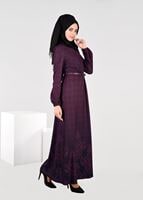 Tesettür giyim MÜRDÜM EKOSE DEGRADELİ ELBİSE 4848