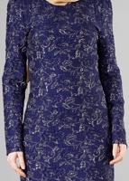 Tesettür giyim LACİVERT DESENLİ HAKİM YAKA ELBİSE T 4879