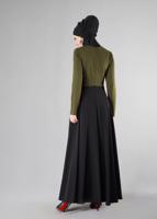 Tesettür giyim HAKİ GÜPÜRLÜ ÇİFT RENK KLOŞ ELBİSE 4902