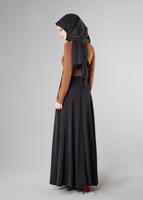 Tesettür giyim KAHVE GÜPÜRLÜ ÇİFT RENK KLOŞ ELBİSE 4902