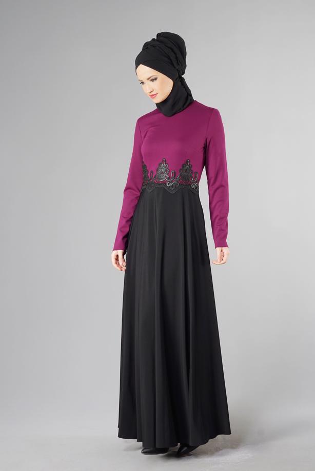 Vêtements hijab  GUIPURED FLARE DRESS 4902  - TRENDTESETTÜR
