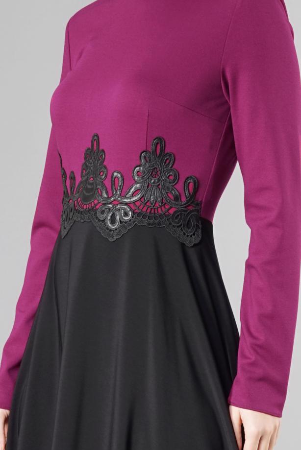 Vêtements hijab  GUIPURED FLARE DRESS 4902  - TRENDTESETTÜR