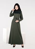 Hijab clothing KHAKI LACY DRESS 4904