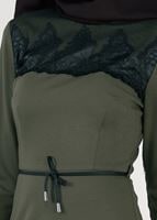 Hijab clothing KHAKI LACY DRESS 4904
