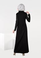 Tesettür giyim SİYAH ŞAL YAKA CEPLİ ELBİSE 4938