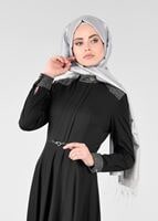 Tesettür giyim SİYAH KLOŞ ELBİSE 4961