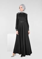 Tesettür giyim SİYAH KLOŞ ELBİSE 4961