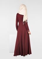 Tesettür giyim BORDO KLOŞ ELBİSE 4961
