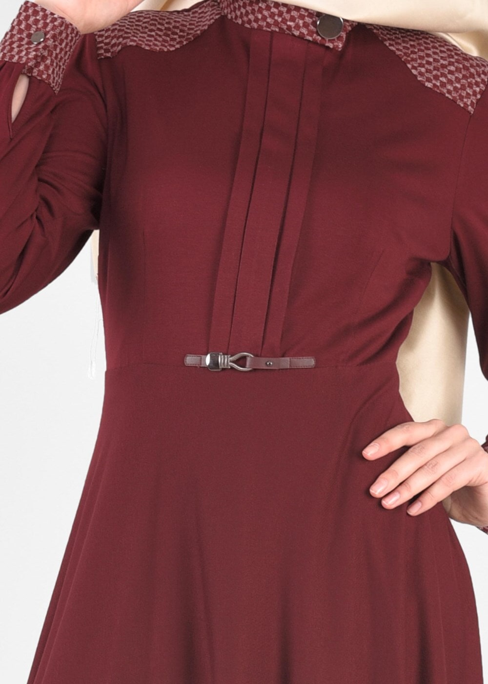 Tesettür giyim BORDO KLOŞ ELBİSE 4961