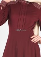 Tesettür giyim BORDO KLOŞ ELBİSE 4961