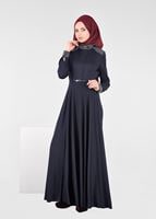 Tesettür giyim LACİVERT KLOŞ ELBİSE 4961