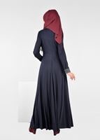 Tesettür giyim LACİVERT KLOŞ ELBİSE 4961