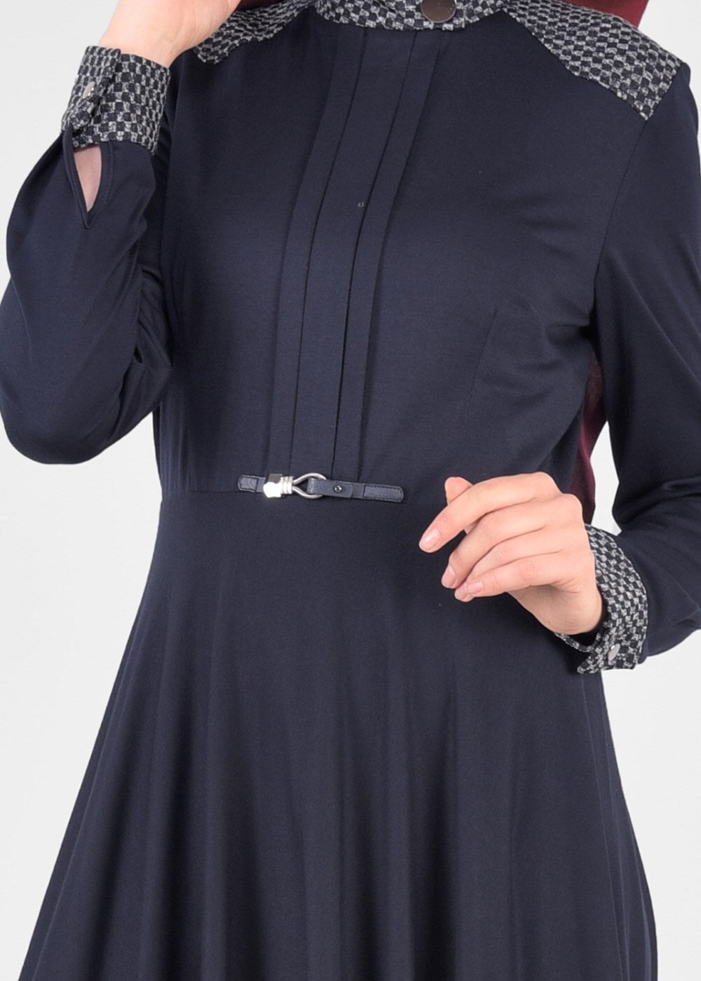 Tesettür giyim LACİVERT KLOŞ ELBİSE 4961