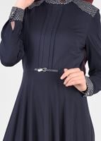 Tesettür giyim LACİVERT KLOŞ ELBİSE 4961