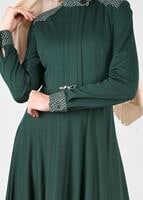 Tesettür giyim YEŞİL KLOŞ ELBİSE 4961