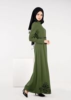 Tesettür giyim YEŞİL NAKIŞ DETAYLI ŞAL YAKA ELBİSE 4963