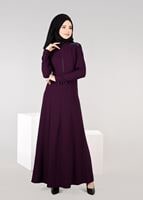 Tesettür giyim MÜRDÜM FERMUAR DETAYLI NAKIŞLI ELBİSE 4966 