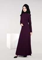 Tesettür giyim MÜRDÜM FERMUAR DETAYLI NAKIŞLI ELBİSE 4966 
