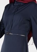 Tesettür giyim LACİVERT ALVİNA BELİ KEMERLİ ELBİSE 4967 