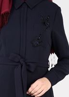 Tesettür giyim LACİVERT ÇİÇEK NAKIŞLI ELBİSE 4969