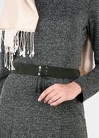 Tesettür giyim HAKİ KEMERLİ ŞAL YAKA ELBİSE 4987