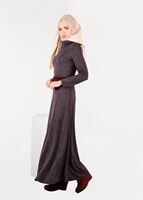Tesettür giyim MÜRDÜM KEMERLİ ŞAL YAKA ELBİSE 4987