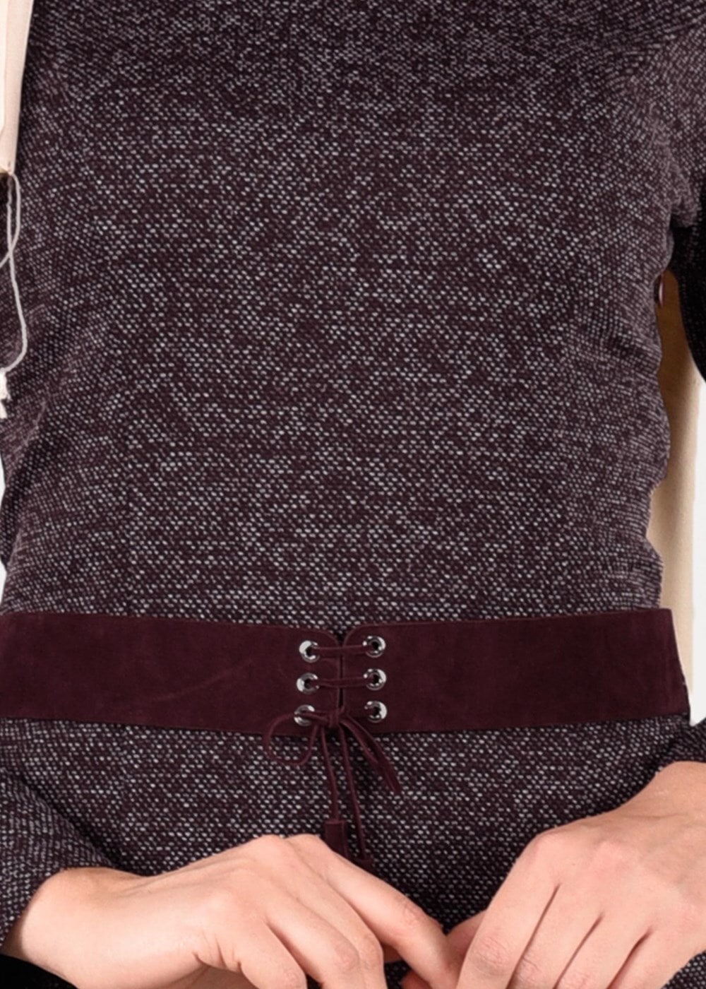 Tesettür giyim MÜRDÜM KEMERLİ ŞAL YAKA ELBİSE 4987