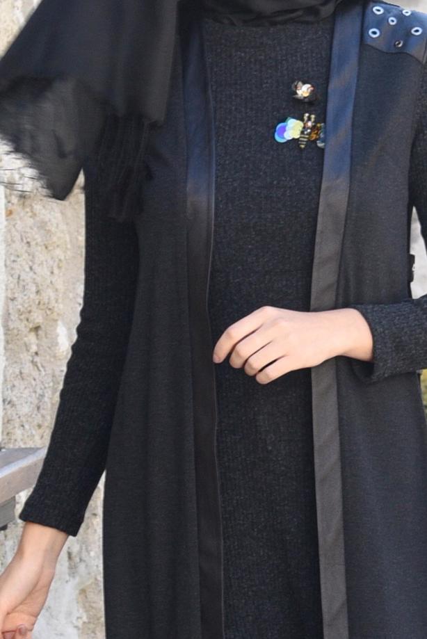 Tesettür giyim  ARMALI FİTİLLİ TRİKO DAR KESİM ELBİSE 4988 - TRENDTESETTÜR