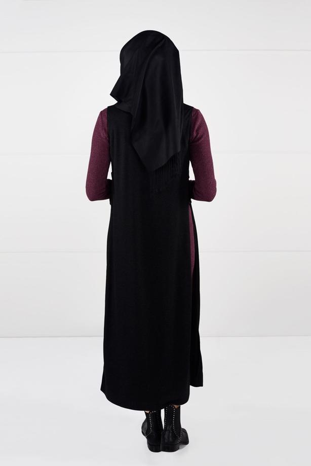 Tesettür giyim  ARMALI FİTİLLİ TRİKO DAR KESİM ELBİSE 4988 - TRENDTESETTÜR