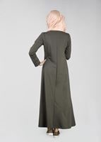 Tesettür giyim HAKİ YAZI DETAYLI SPOR ELBİSE 8841