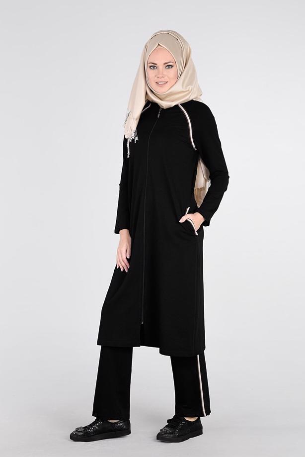 Tesettür giyim SİYAH REGLAN EŞOFMAN TAKIM 31104  - TRENDTESETTÜR