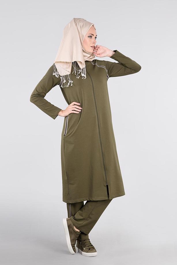 Tesettür giyim HAKİ REGLAN EŞOFMAN TAKIM 31104  - TRENDTESETTÜR