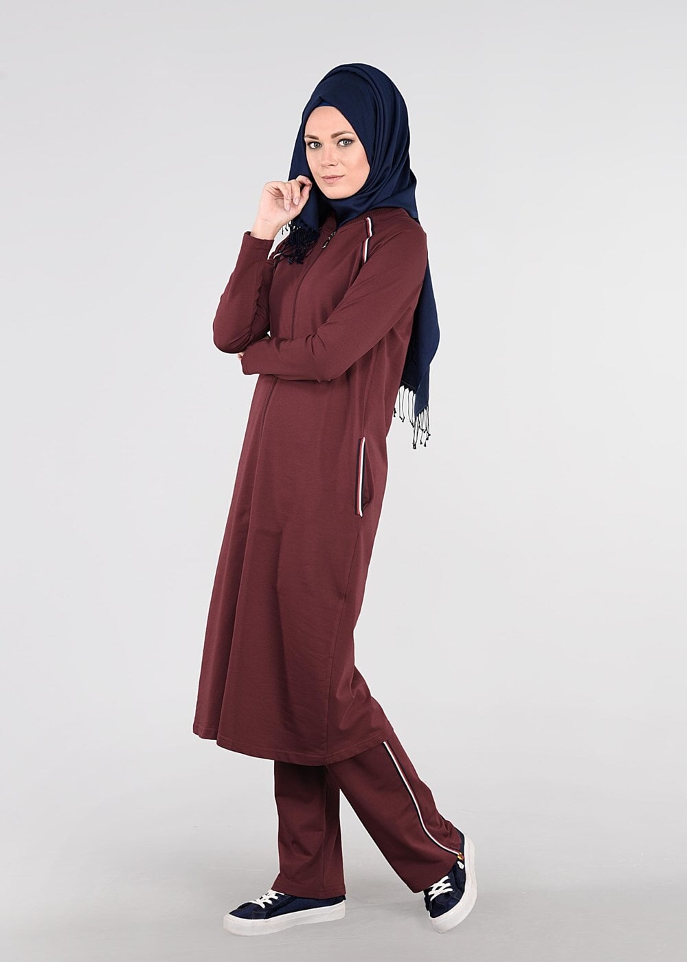 Tesettür giyim BORDO REGLAN EŞOFMAN TAKIM 31104 