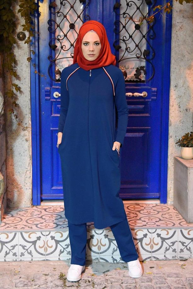 Hijab clothing NAVY BLUE REGLAN TRACKSUIT 31104 - TRENDTESETTÜR