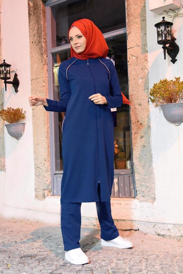 Hijab clothing NAVY BLUE REGLAN TRACKSUIT 31104 - TRENDTESETTÜR