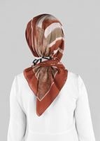 Tesettür giyim KAHVE T 9878-1 ALVİNA ETNİK DESEN ŞAL EŞARP-ALVİNA