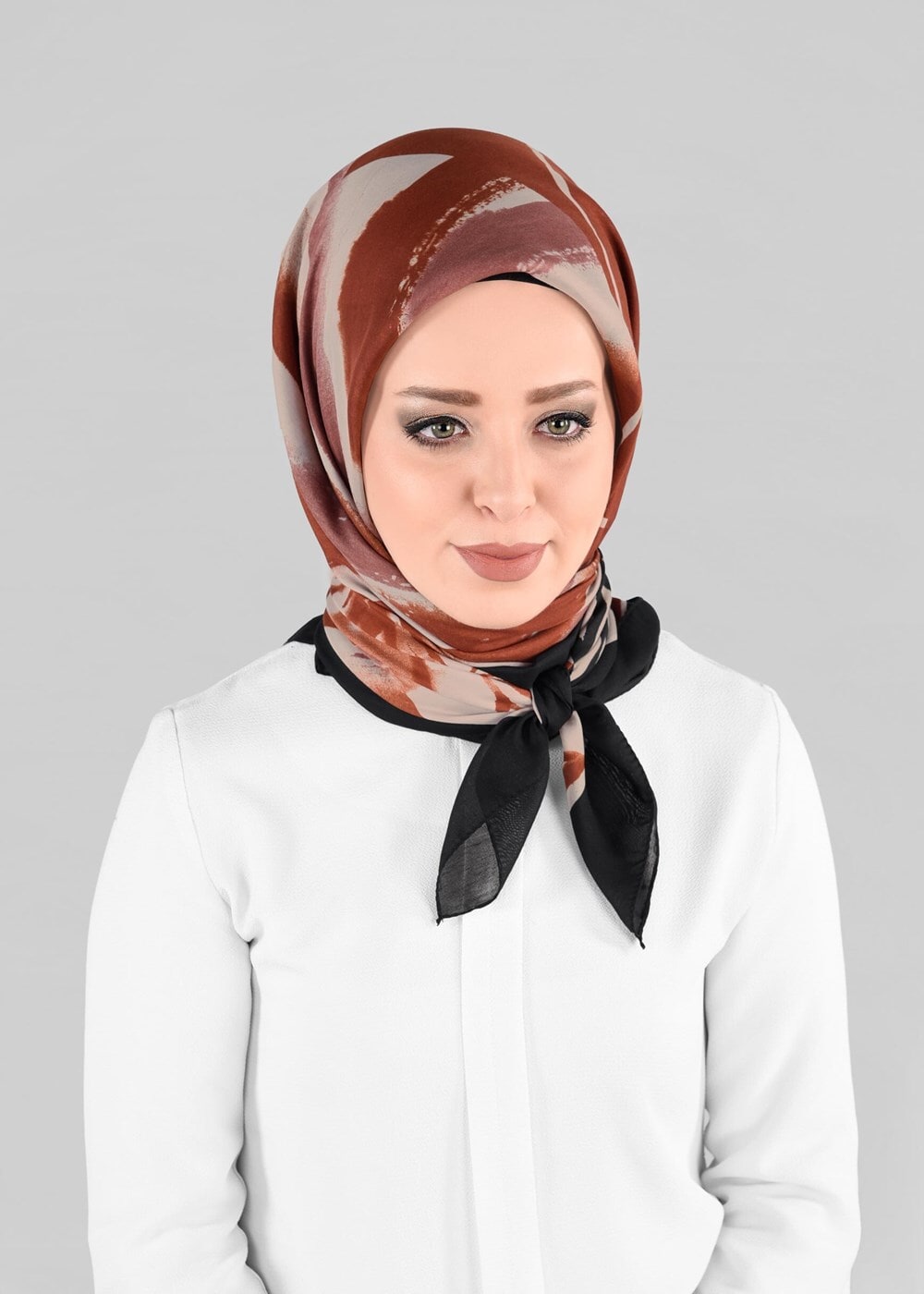 Tesettür giyim SİYAH T 9878-1 ALVİNA ETNİK DESEN ŞAL EŞARP-ALVİNA