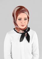 Tesettür giyim SİYAH T 9878-1 ALVİNA ETNİK DESEN ŞAL EŞARP-ALVİNA