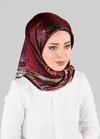 Tesettür giyim BORDO T 10063-1 ALVİNA DESENLİ EŞARP-ALVİNA