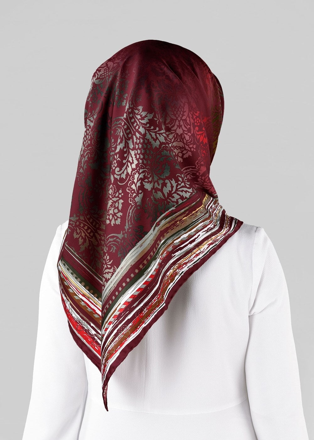 Tesettür giyim BORDO T 10063-1 ALVİNA DESENLİ EŞARP-ALVİNA