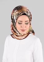 Tesettür giyim KAHVE T 10063-1 ALVİNA DESENLİ EŞARP-ALVİNA
