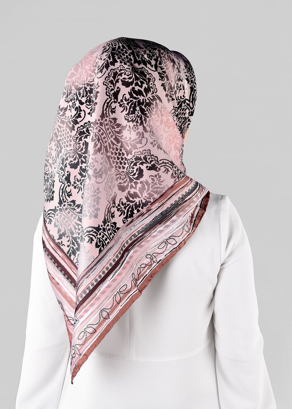 Tesettür giyim PUDRA T 10063-1 ALVİNA DESENLİ EŞARP-ALVİNA