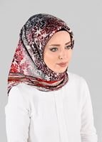 Tesettür giyim BEJ T 10063-1 ALVİNA DESENLİ EŞARP-ALVİNA