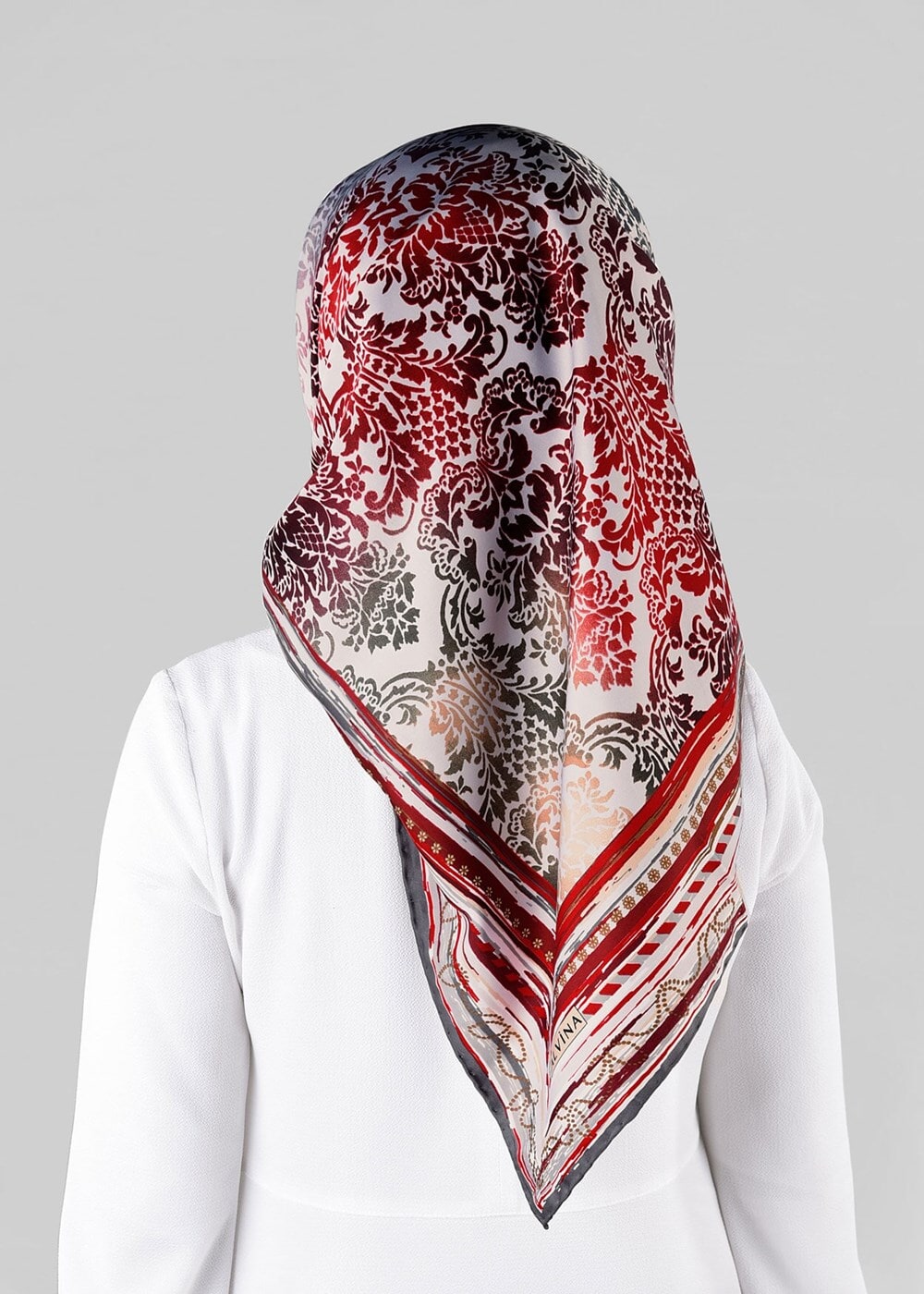 Tesettür giyim BEJ T 10063-1 ALVİNA DESENLİ EŞARP-ALVİNA