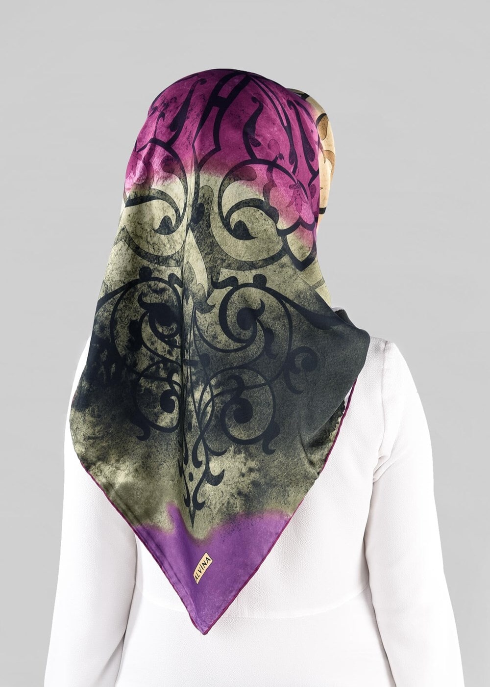 Tesettür giyim MOR T 10064-1  ALVİNA DESENLİ EŞARP-ALVİNA