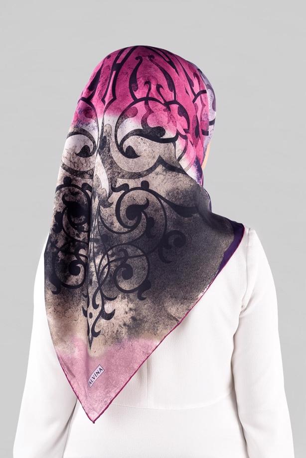 Hijab clothing PURPLE ALVINA PATTERNED SCARF 10064-1 - TRENDTESETTÜR