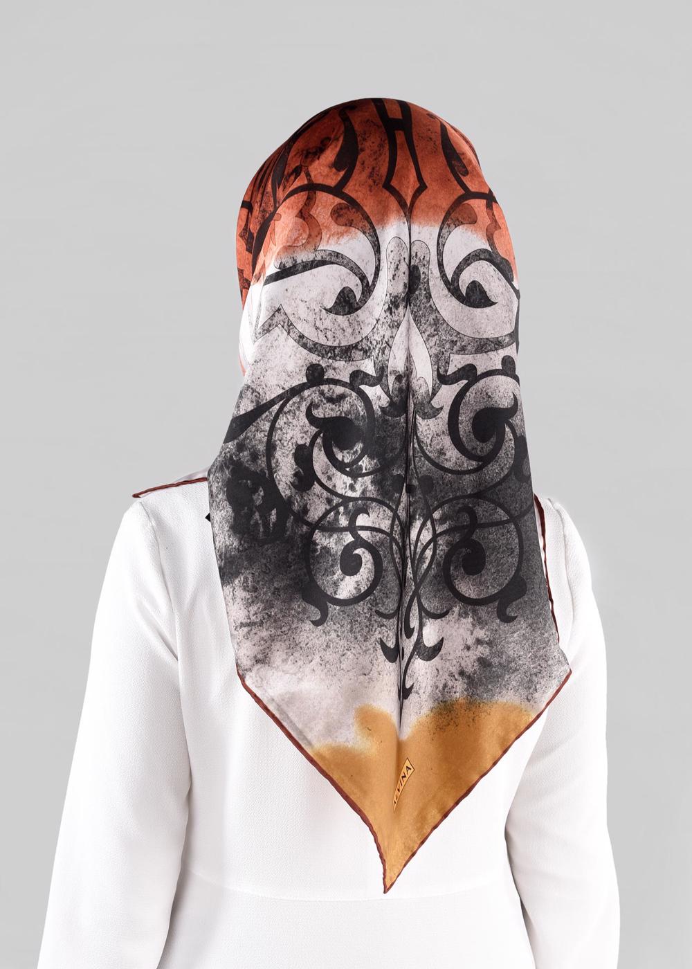 Tesettür giyim KAHVE T 10064-1  ALVİNA DESENLİ EŞARP-ALVİNA