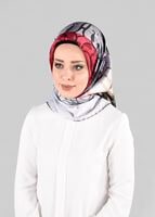 Tesettür giyim BORDO T 10064-1  ALVİNA DESENLİ EŞARP-ALVİNA