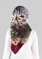 Tesettür giyim BORDO T 10064-1  ALVİNA DESENLİ EŞARP-ALVİNA