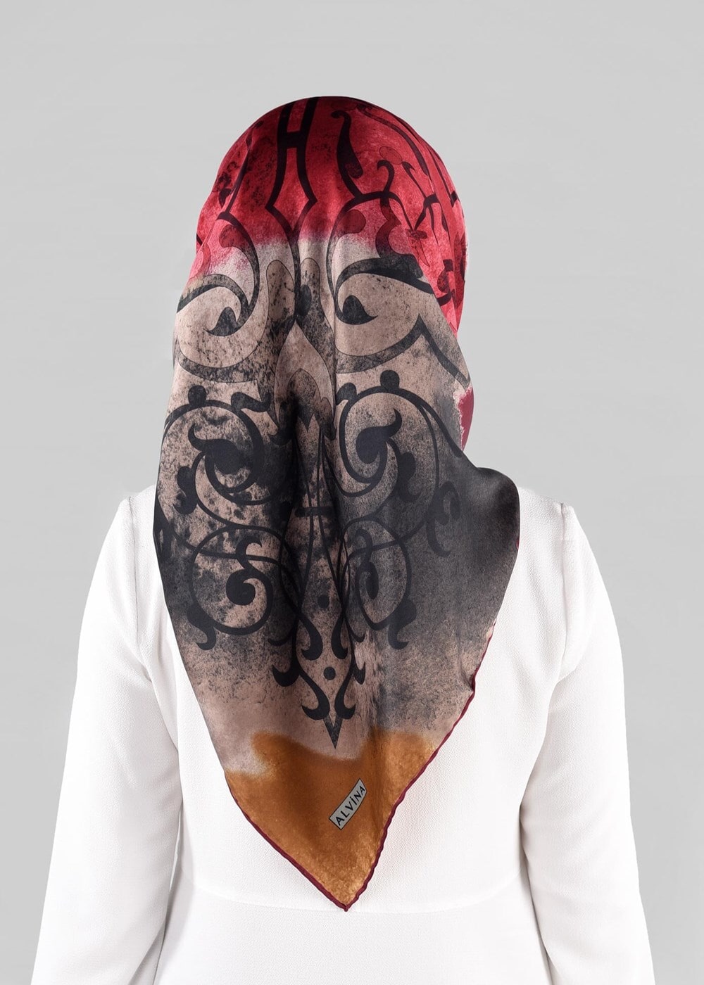 Tesettür giyim ALTIN T 10064-1  ALVİNA DESENLİ EŞARP-ALVİNA